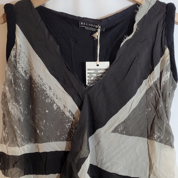 RELIGION Overlay Top - Black Grey Beige - Picture 2 of 7